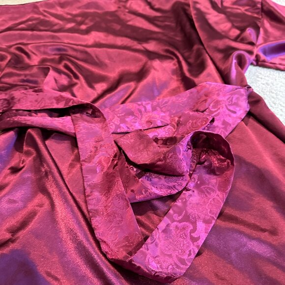 VS Victorias Secret Robe Kimono Gold Label OS Satin Wrap Short Berry Vintage Y2K - Picture 4 of 13